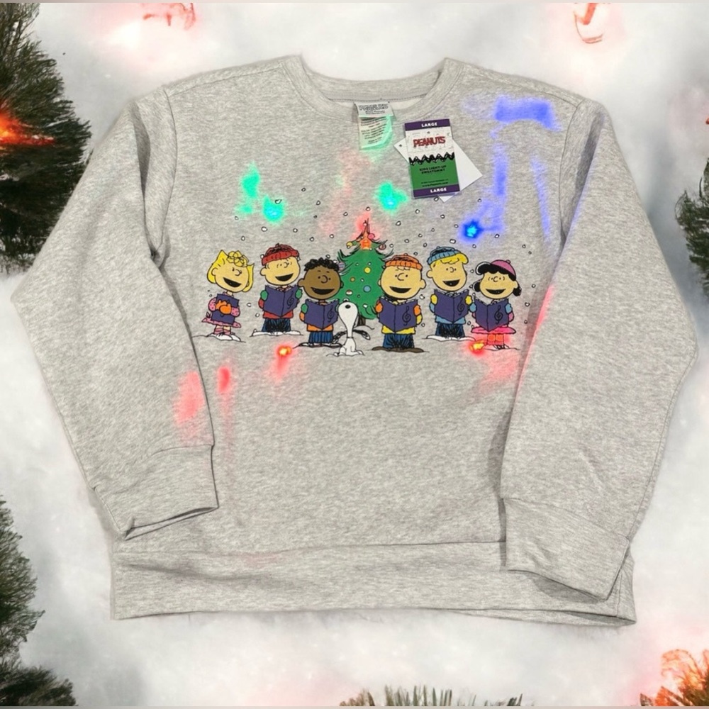 Peanuts light up Christmas sweatshirt unisex kids NWT